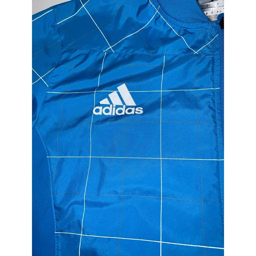 Adidas Running Boston Marathon 2014 Blue Reflective Zip Wind Jacket Men's M